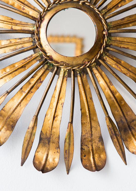 Espejo sol hierro dorado años 50 (VENDIDO)
