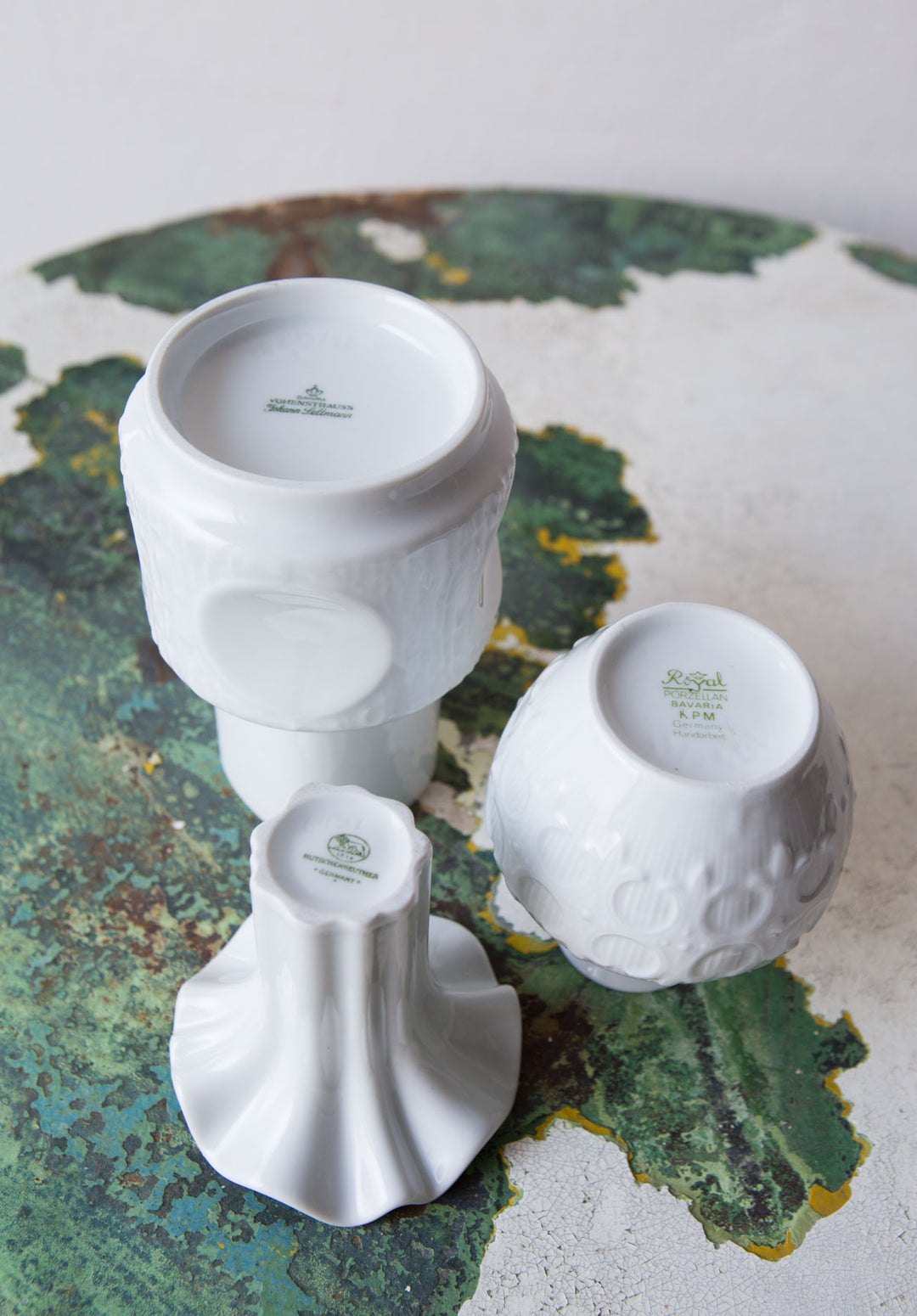 Juego 3 jarrones porcelana alemana blanca (VENDIDO)