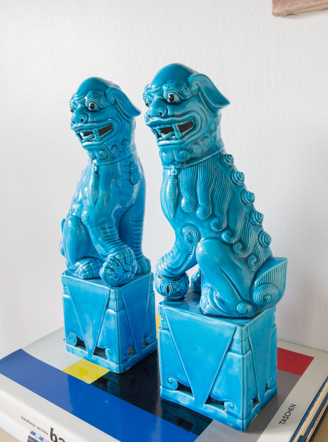 Pareja grandes fu dogs dragones chinos porcelana (VENDIDO)