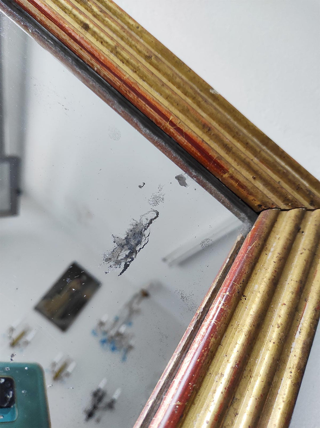 Antiguo espejo francés dorado al mercurio primera mitad s. XIX (73*59 cm)