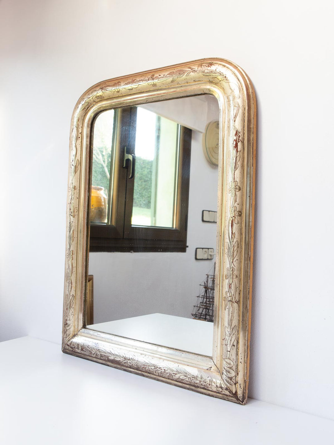 Espejo Louis Philippe madera dorada s. XIX Luis Felipe French gilded miroir 