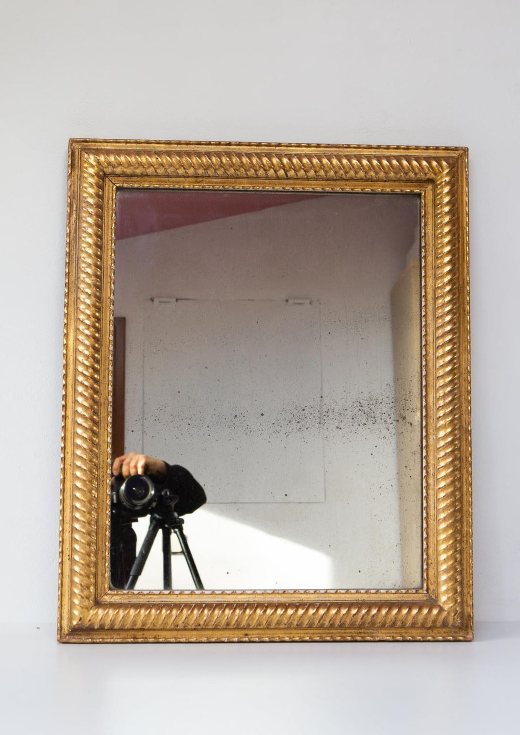 Antiguo espejo francés dorado al mercurio s. XIX