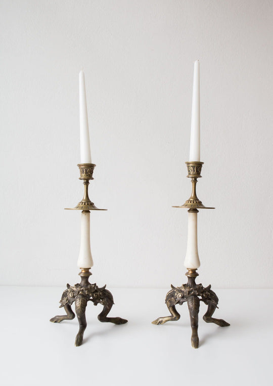 Pareja antiguos candeleros bronce s. XIX (VENDIDO)