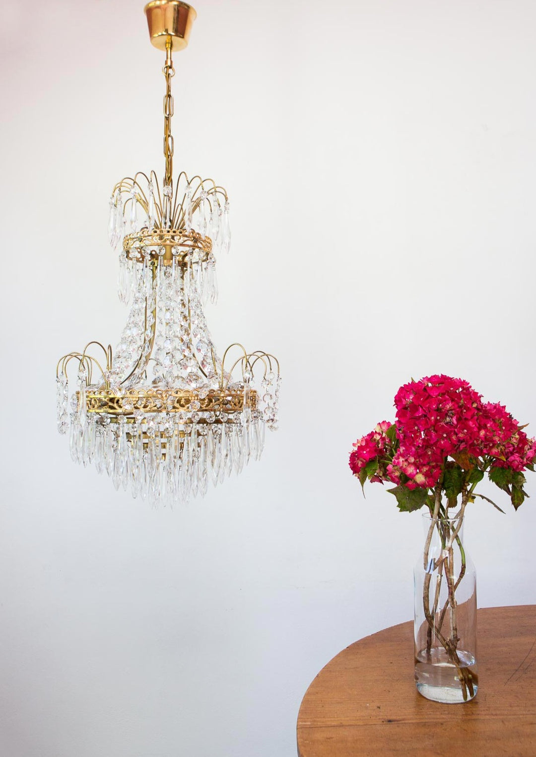 lámpara de techo sueca latón y cristales swedish chandelier