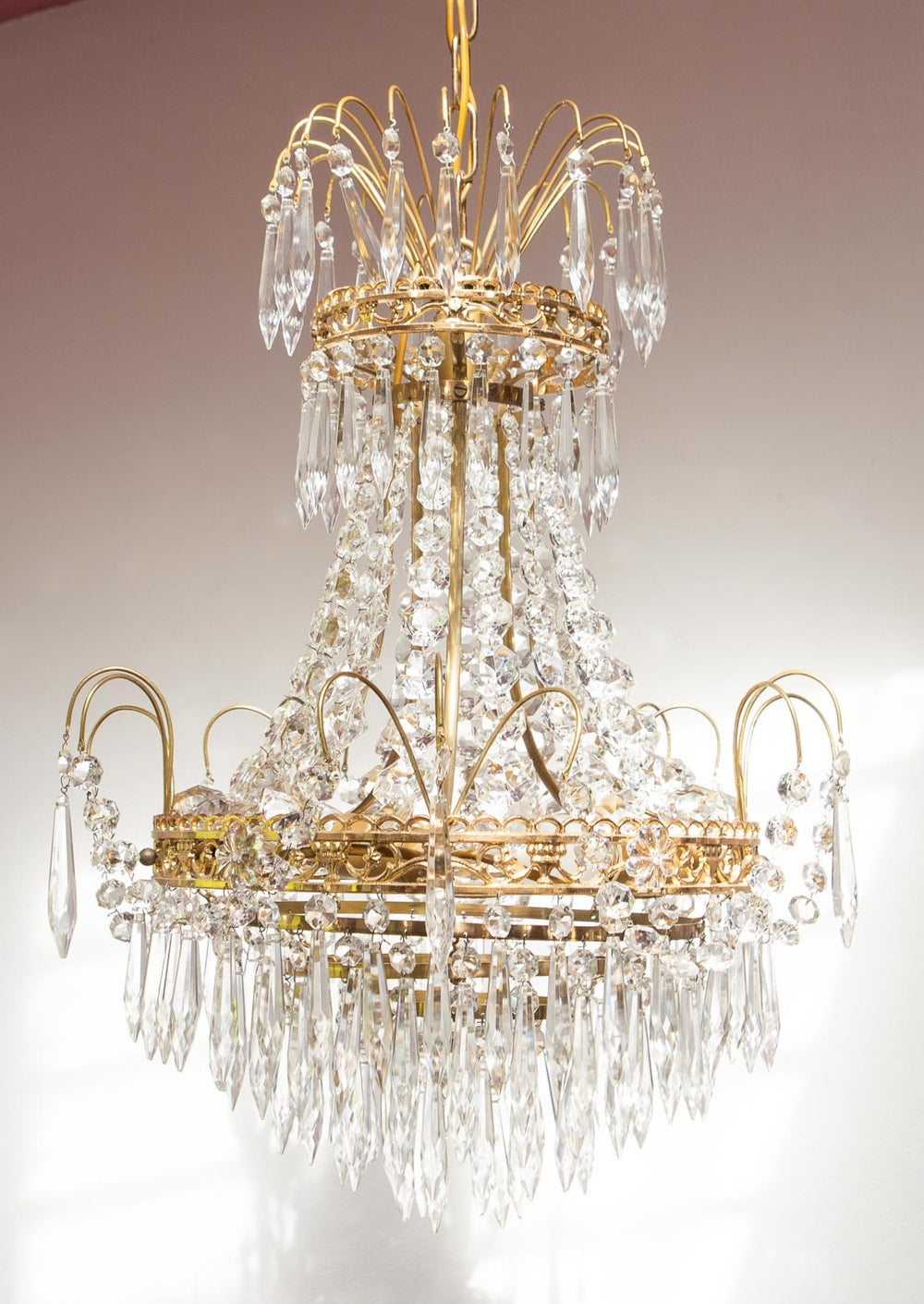lámpara de techo sueca latón y cristales swedish chandelier