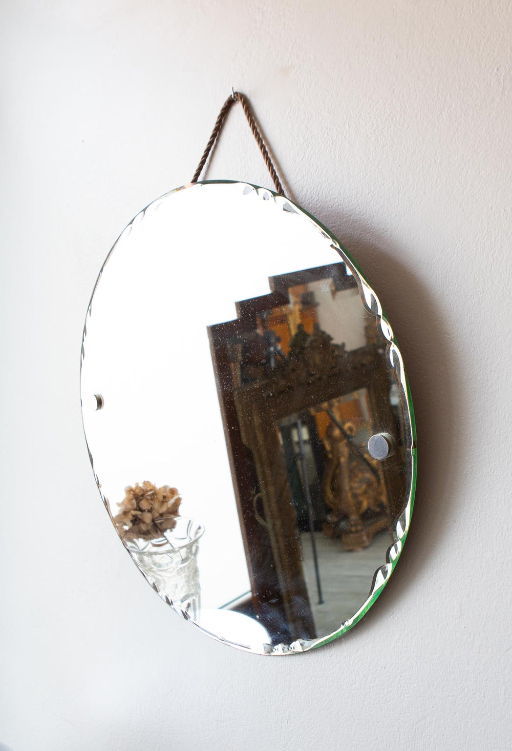 Espejo redondo tallado sin marco años 40/50