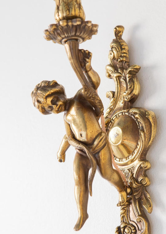 Pareja apliques franceses putti bronce (VENDIDO)