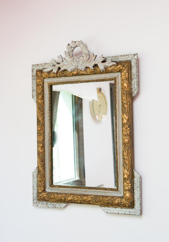 antiguo espejo francés dorado con copete antiguo s. xix antique french gilt mirror