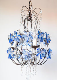 Antigua lámpara italiana 24 flores cristal (38 cm)