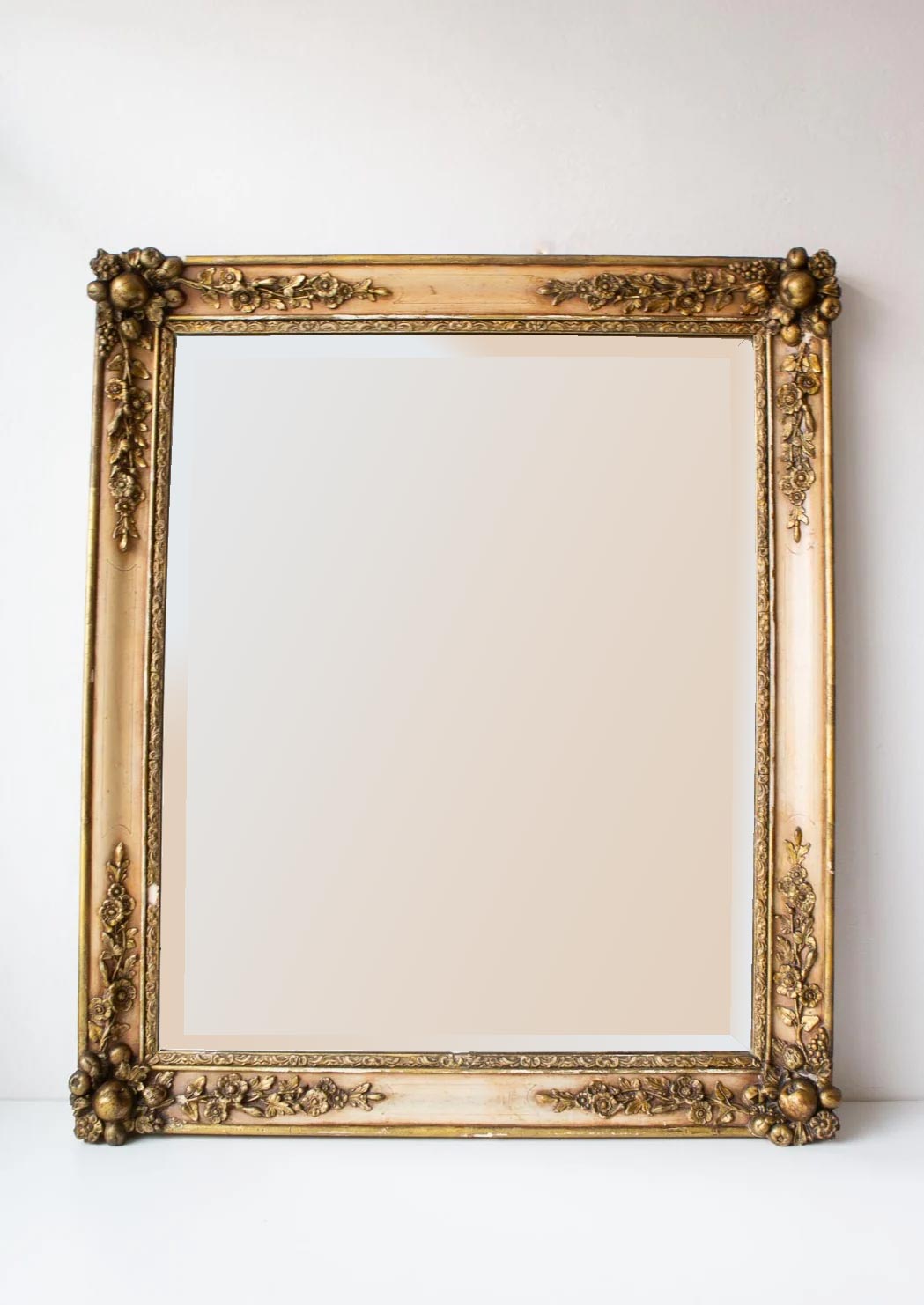 ANTIGUO ESPEJO FRANCES DORADO MOLDURAS RESINA S XIX ANTIQUE FRENCH GILT MIRROR