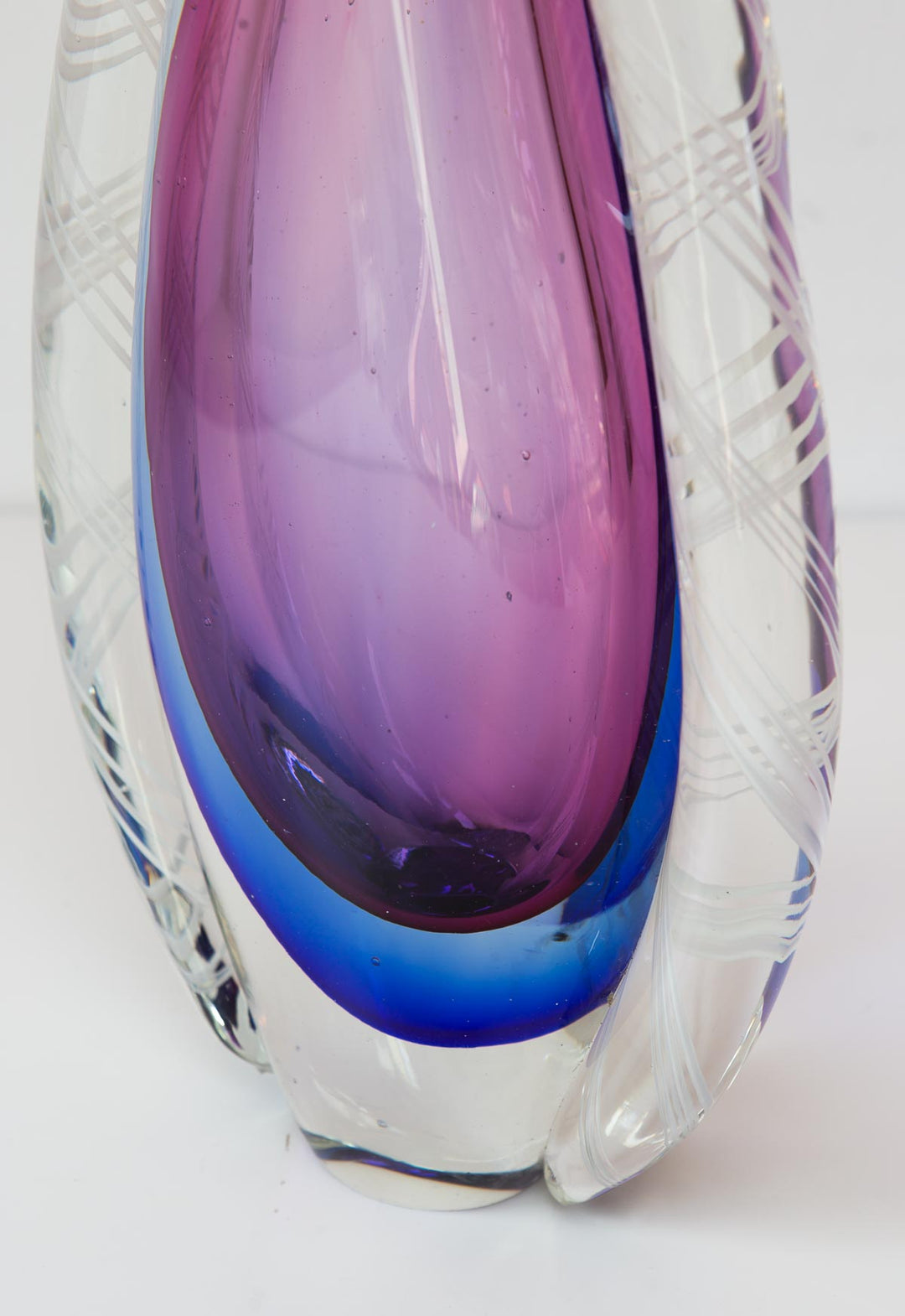 Jarrón de cristal Murano Sommerso rosa y azul Flavio Poli vase