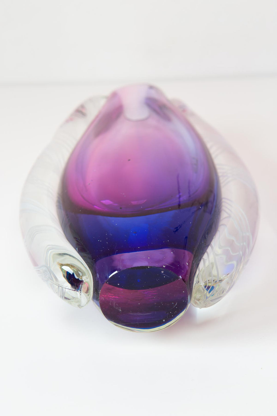 Jarrón de cristal Murano Sommerso rosa y azul Flavio Poli vase