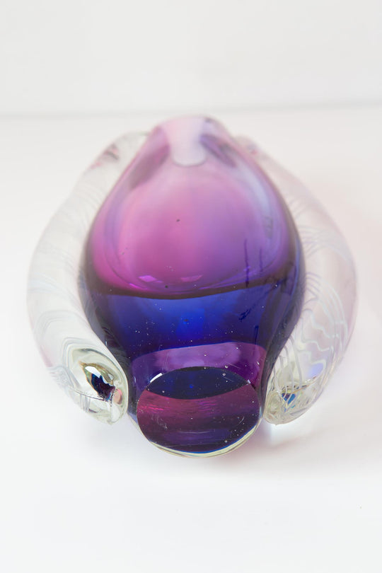 Jarrón de cristal Murano Sommerso rosa y azul Flavio Poli vase