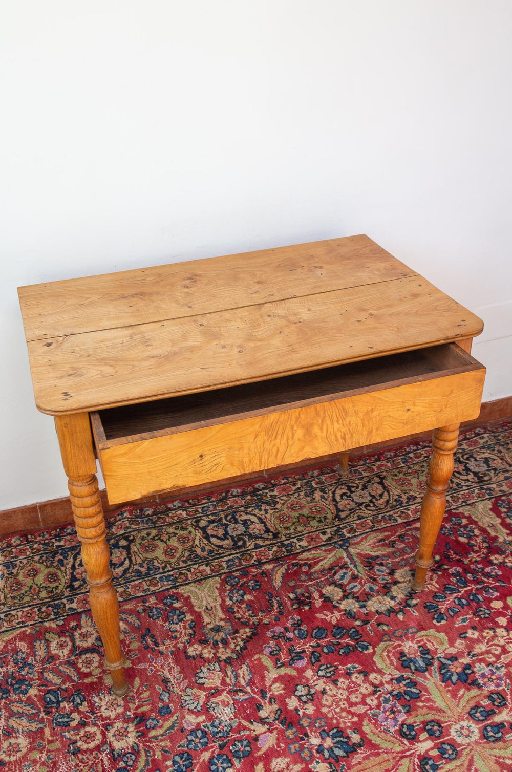 antigua mesa auxiliar con cajon francesa nogal s. xix french walnut side table