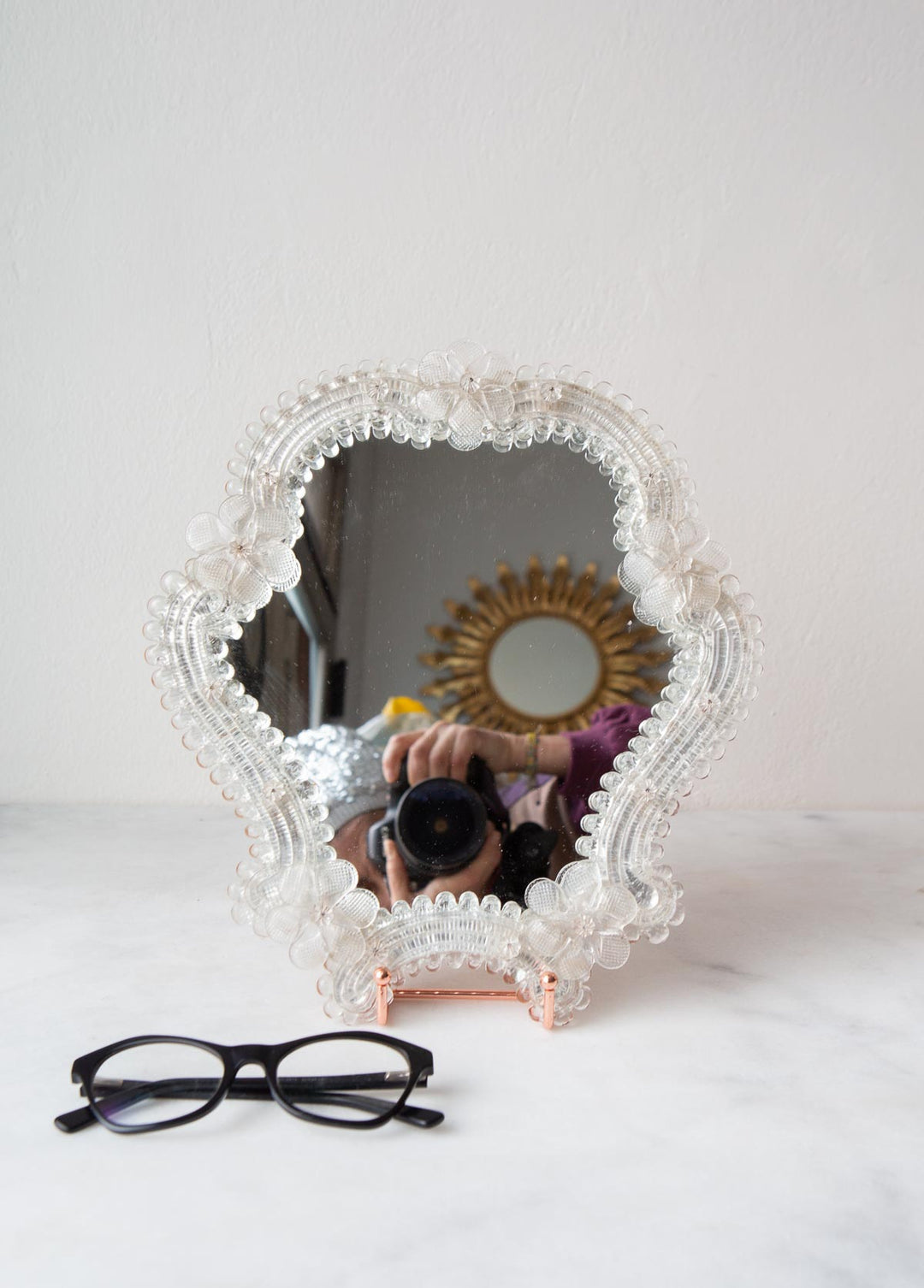 Pequeño espejo cristal Murano años 50/60 small murano glass vintage mirror