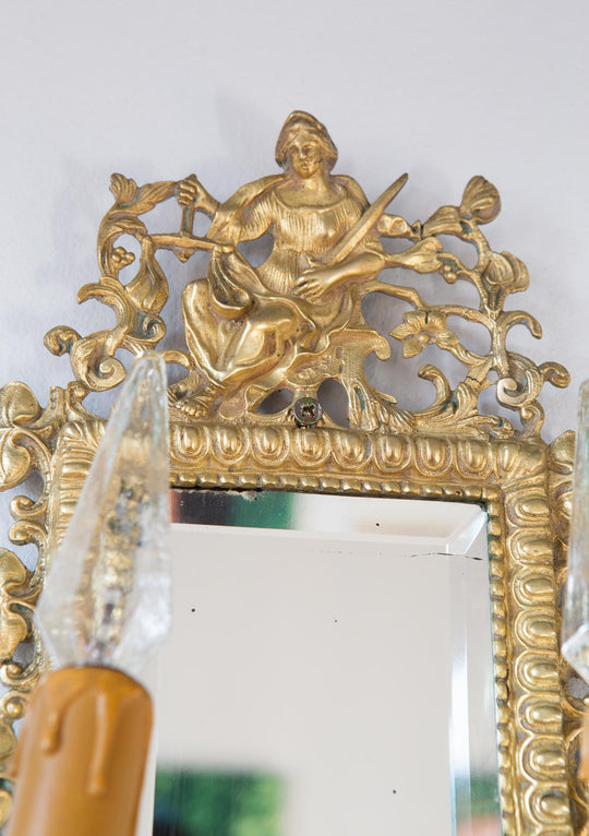 antiguos apliques franceses bronce y espejos