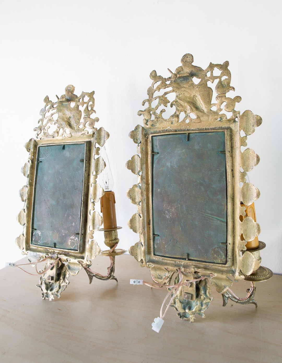 antiguos apliques franceses bronce y espejos