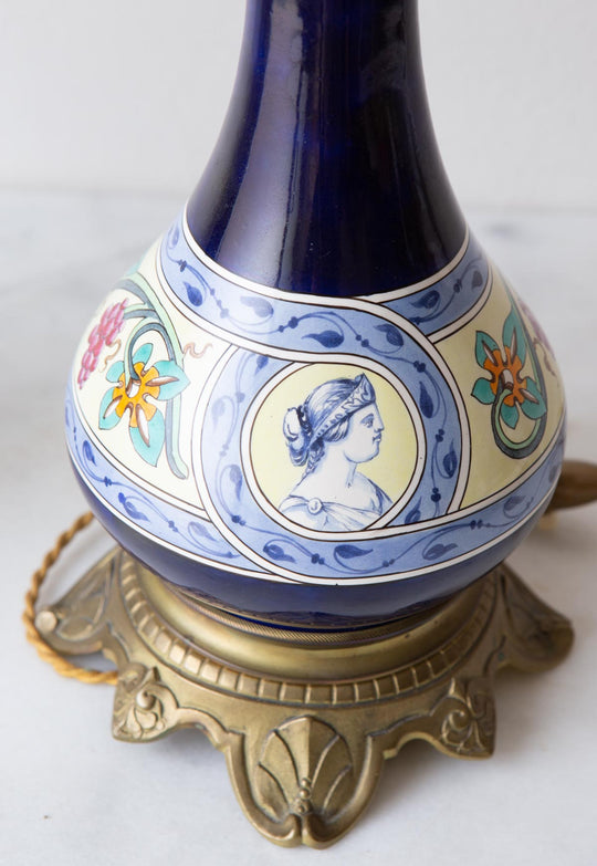 Pareja lámparas mesa porcelana aprox. 1930 estilo Napoleón III (46 cm)
