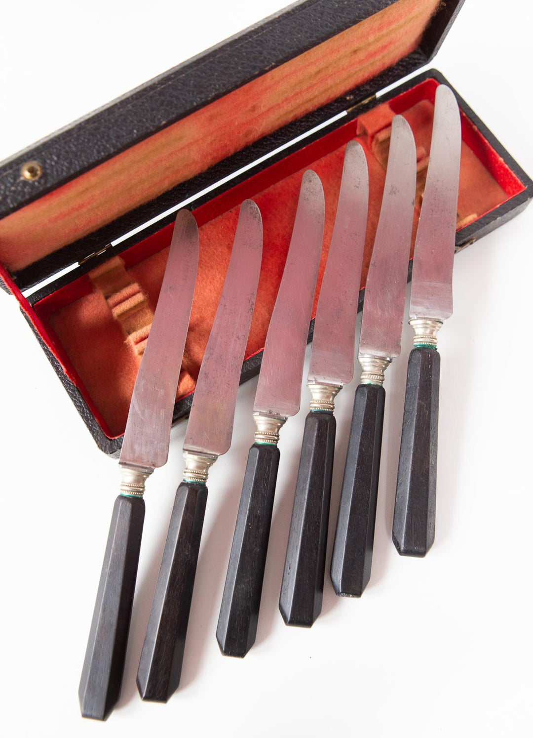Juego cuchillos franceses con estuche mango ebano set of french knives