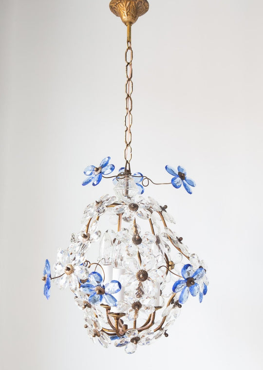 Antigua lámpara italiana 40 flores cristal (VENDIDA)