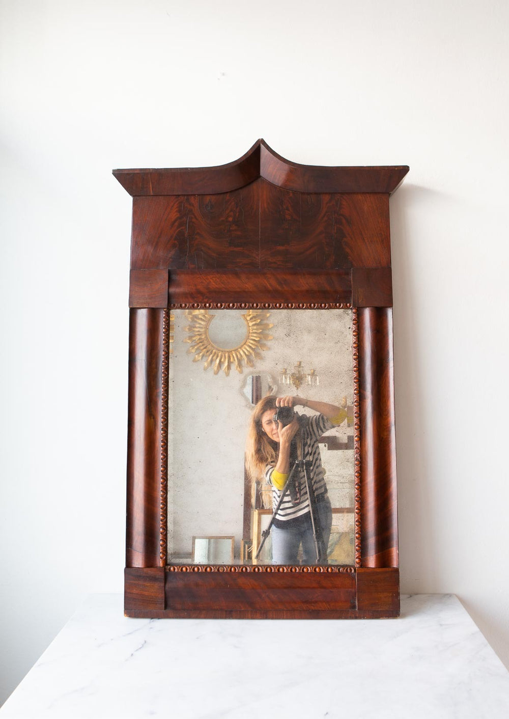 Antiguo espejo caoba mercurio principios s. XIX miroir acajou antique french mirror