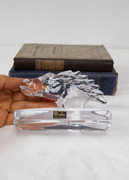 Pisapapeles cabeza caballo cristal francés Sèvres (13 cm)