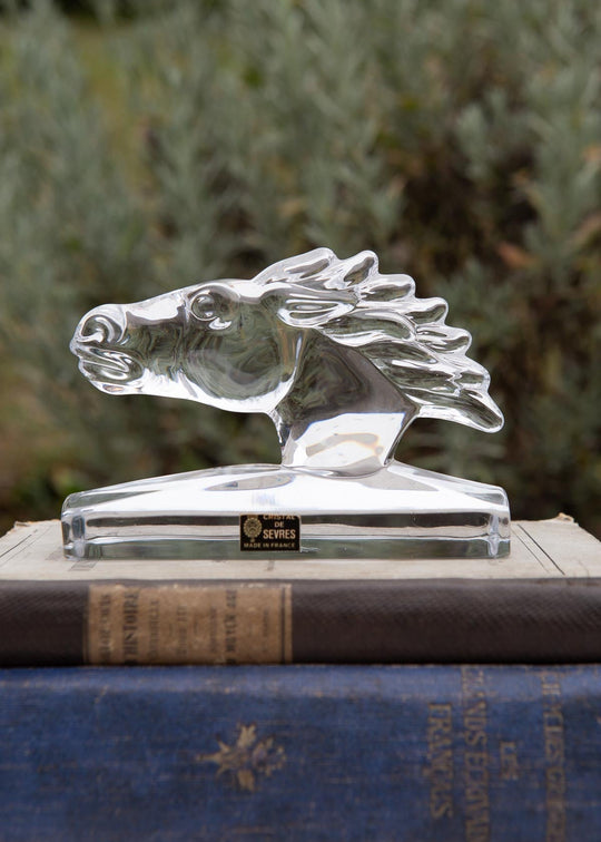 Pisapapeles cabeza caballo cristal francés Sèvres (13 cm)