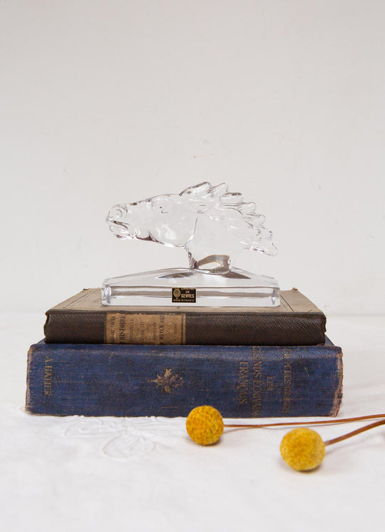 Pisapapeles cabeza caballo cristal francés Sèvres (13 cm)