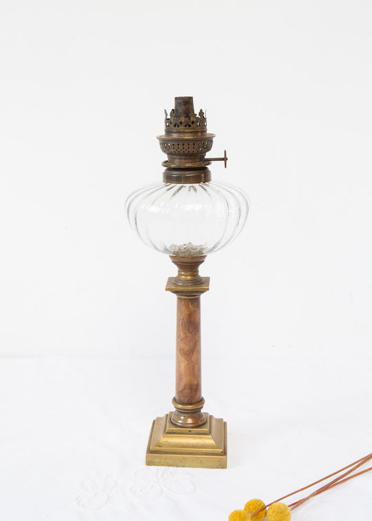 Antigua lámpara de petróleo o queroseno francesa s. XIX (38 cm)