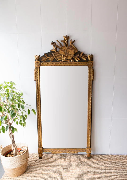 Gran espejo francés estilo Luis XVI copete musical large french mirror
