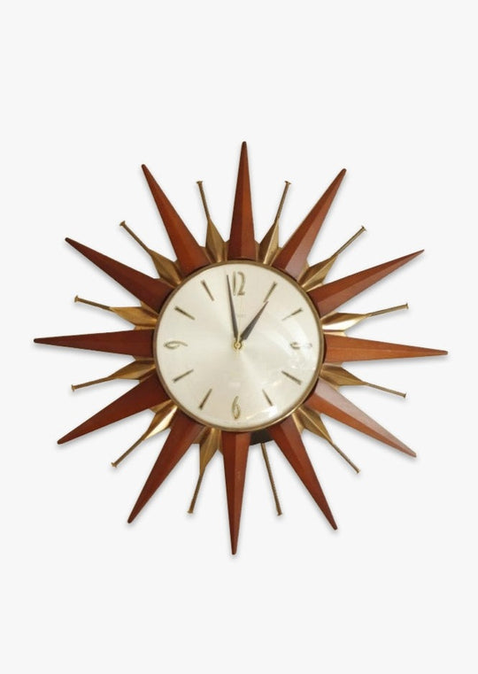 Reloj sol inglés Metamec rayos teca años 60 (VENDIDO)