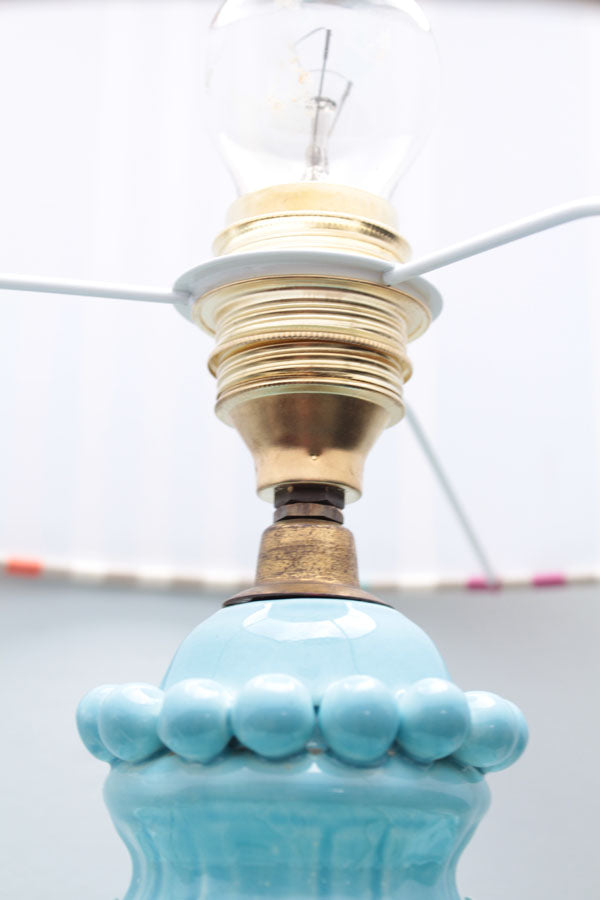 Gran lámpara de mesa azul loza Manises (VENDIDA)