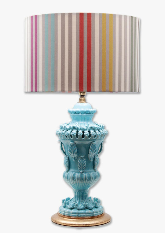 Gran lámpara de mesa azul loza Manises (VENDIDA)