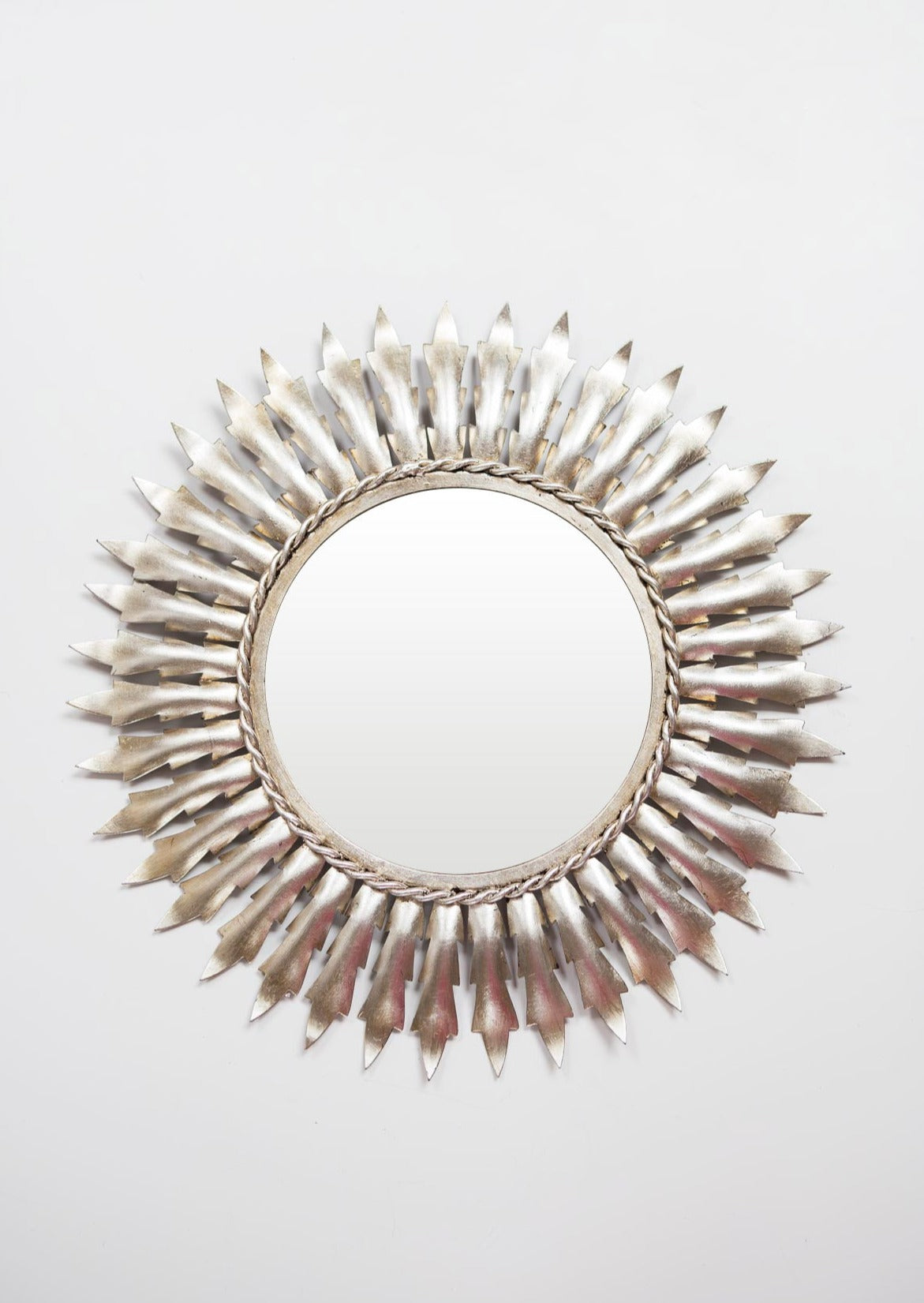 espejo sol vintage metal plateado sunburst mirror