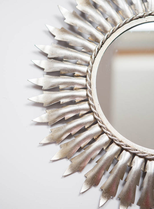 espejo sol vintage metal plateado sunburst mirror