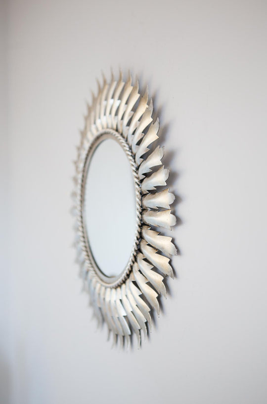 espejo sol vintage metal plateado sunburst mirror