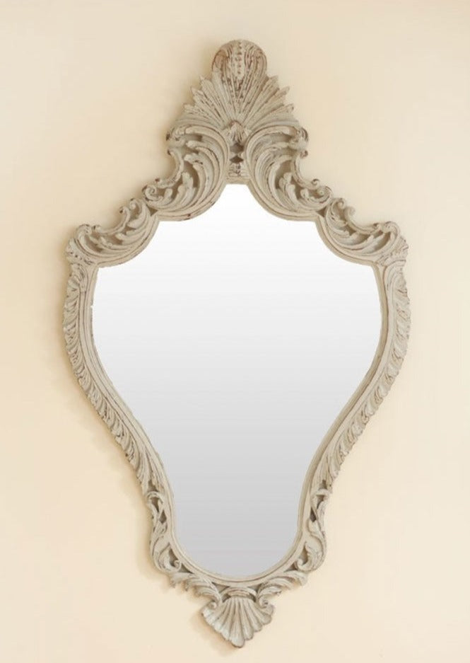 Antiguo espejo madera tallado gris (VENDIDO)