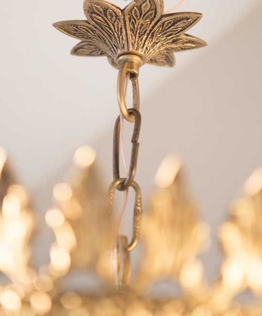 Lámpara techo plafón bronce y cristales (VENDIDA)
