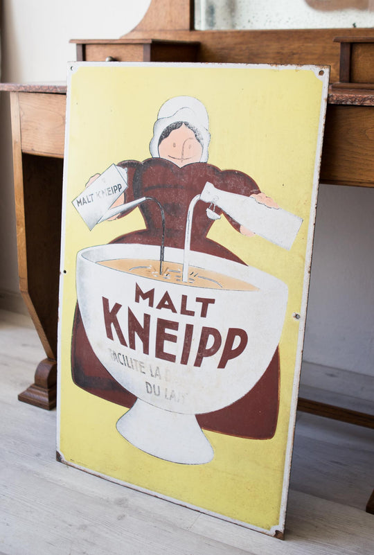 Placa esmaltada Malt Kneipp Francia años 20 (VENDIDA)