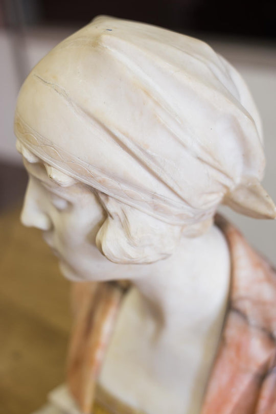 Antiguo busto femenino alabastro Francia aprox. 1900 antique french alabaster bust pedrini
