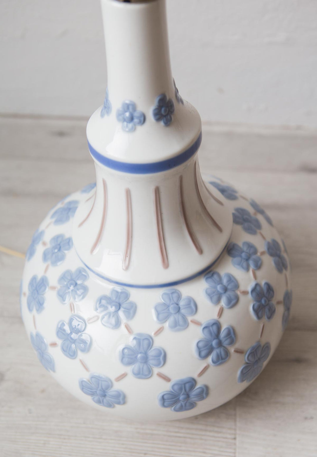 lámpara mesa porcelana lladró flores vintage table lamp