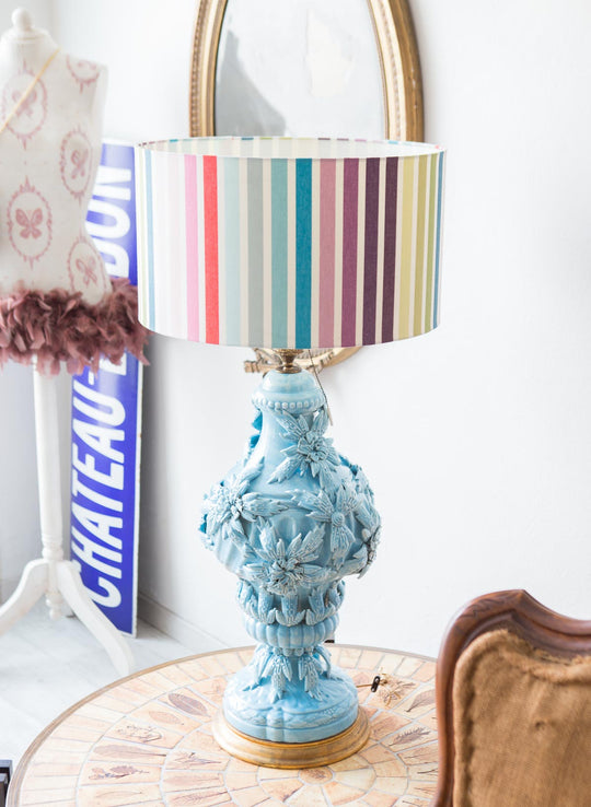 Gran lámpara de mesa Manises loza azul (VENDIDA)