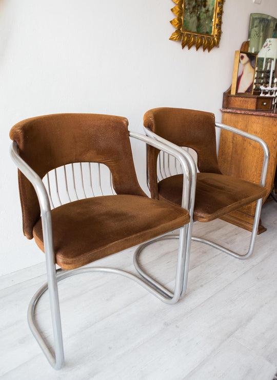 Pareja sillas acero cromado años 60 (VENDIDAS)