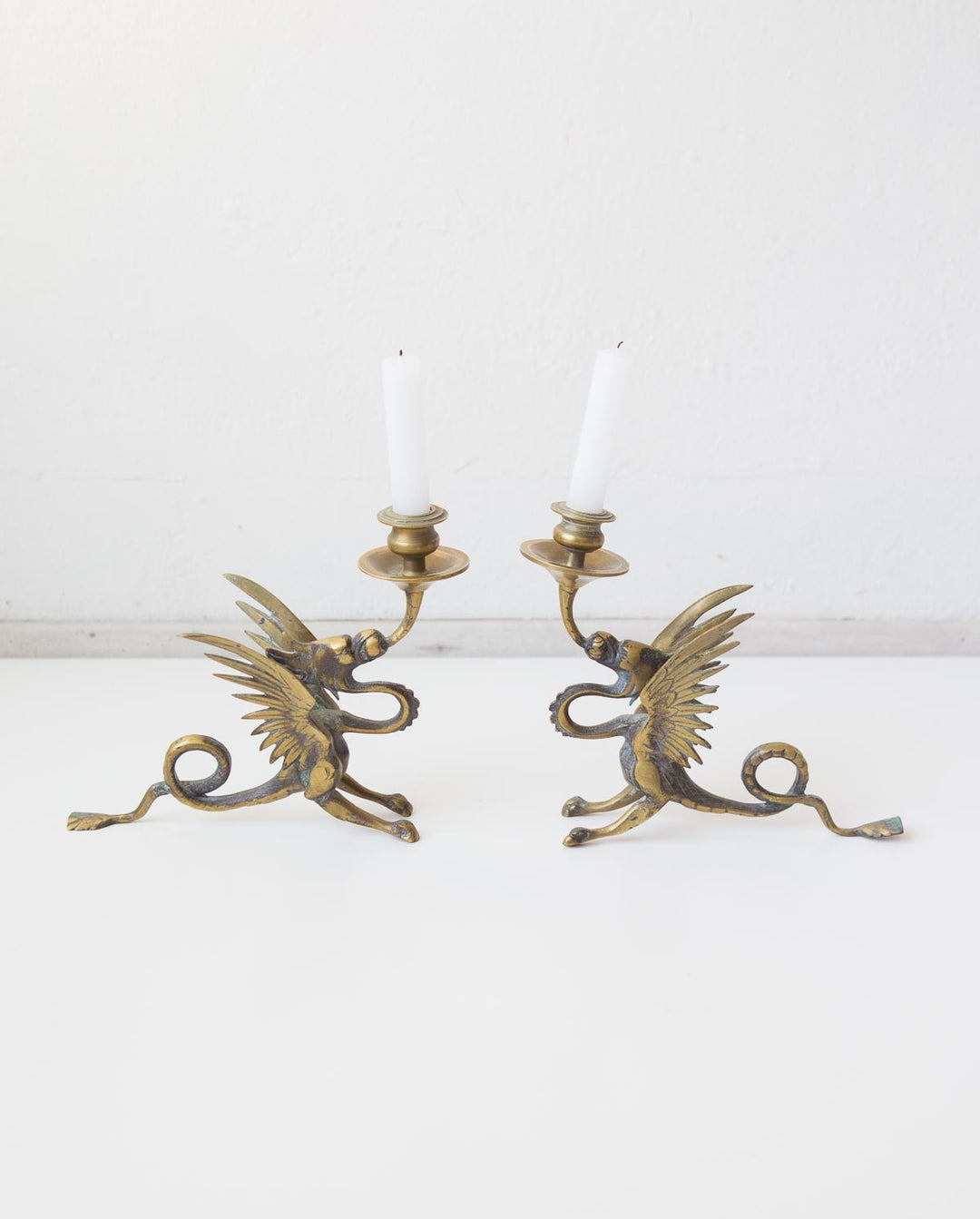 Antiguos candeleros quimeras o dragones. Francia aprox. 1900 antique French dragon candleholders