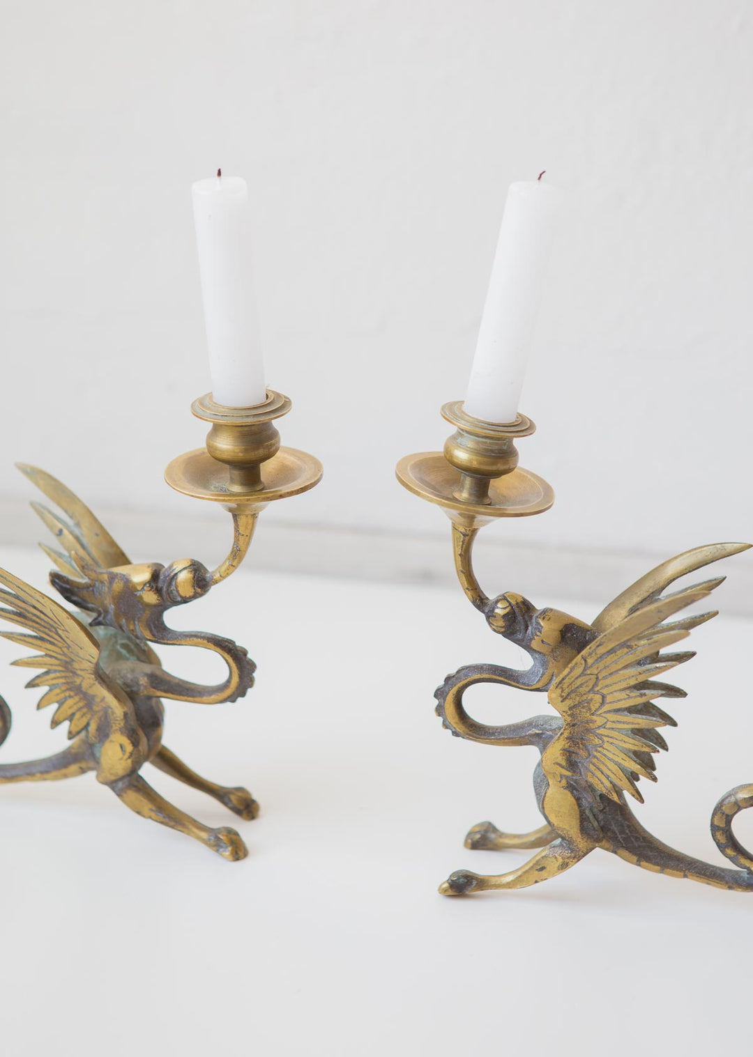 Antiguos candeleros quimeras o dragones. Francia aprox. 1900 antique French dragon candleholders