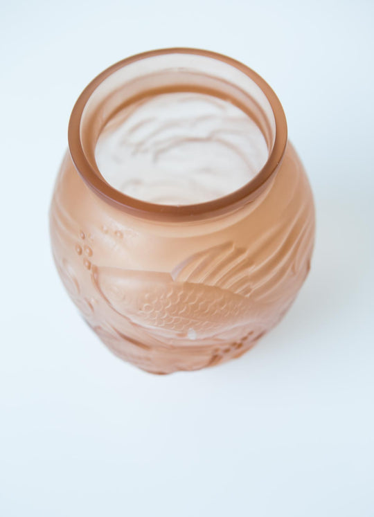 pequeño jarrón cristal rosa art decó francés french vase 
