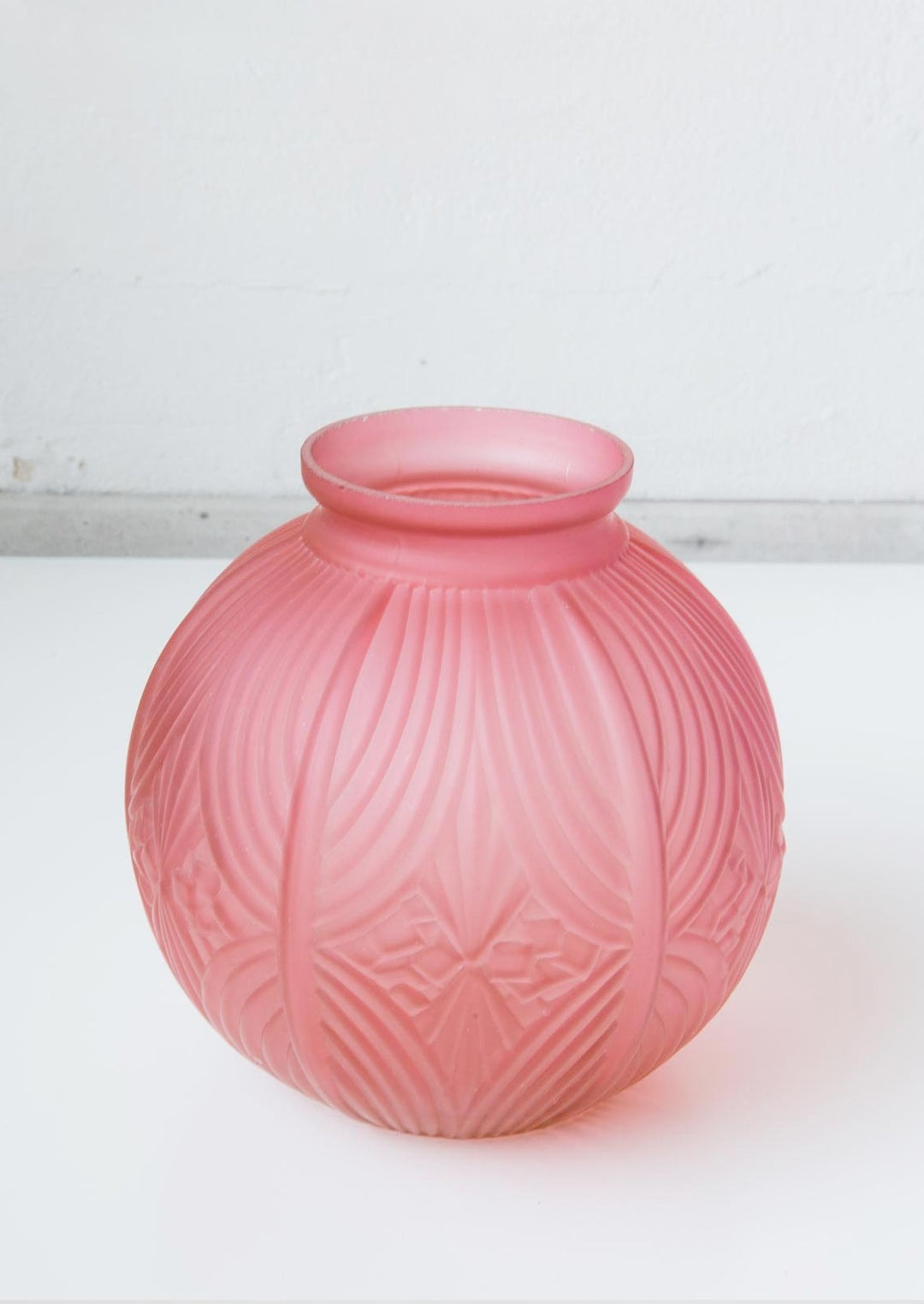 pequeño jarrón cristal rosa art decó francés french vase