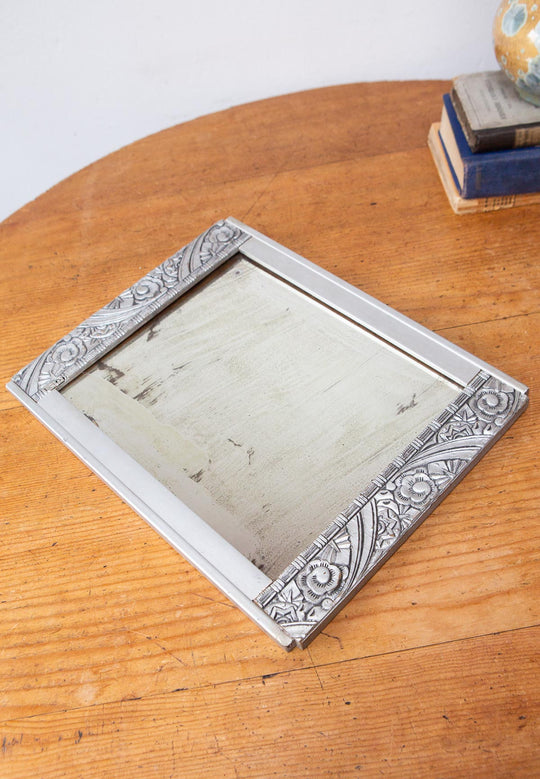 antiguo espejo plateado art deco francés silver mirror