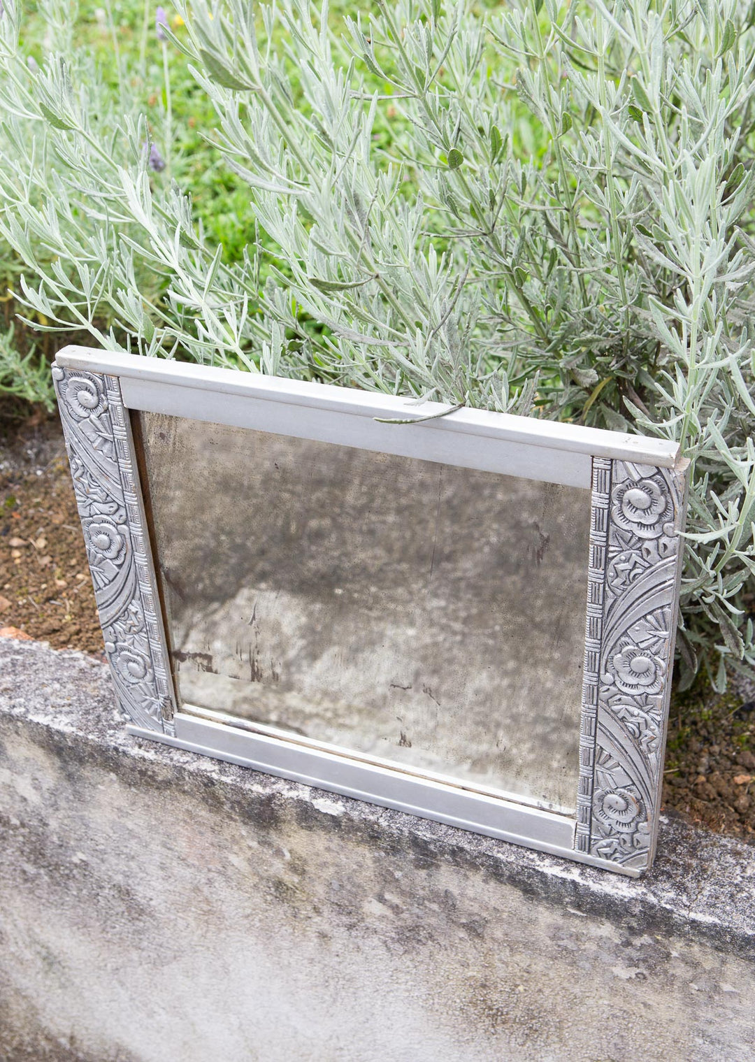 antiguo espejo plateado art deco francés silver mirror