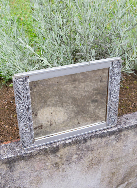 antiguo espejo plateado art deco francés silver mirror